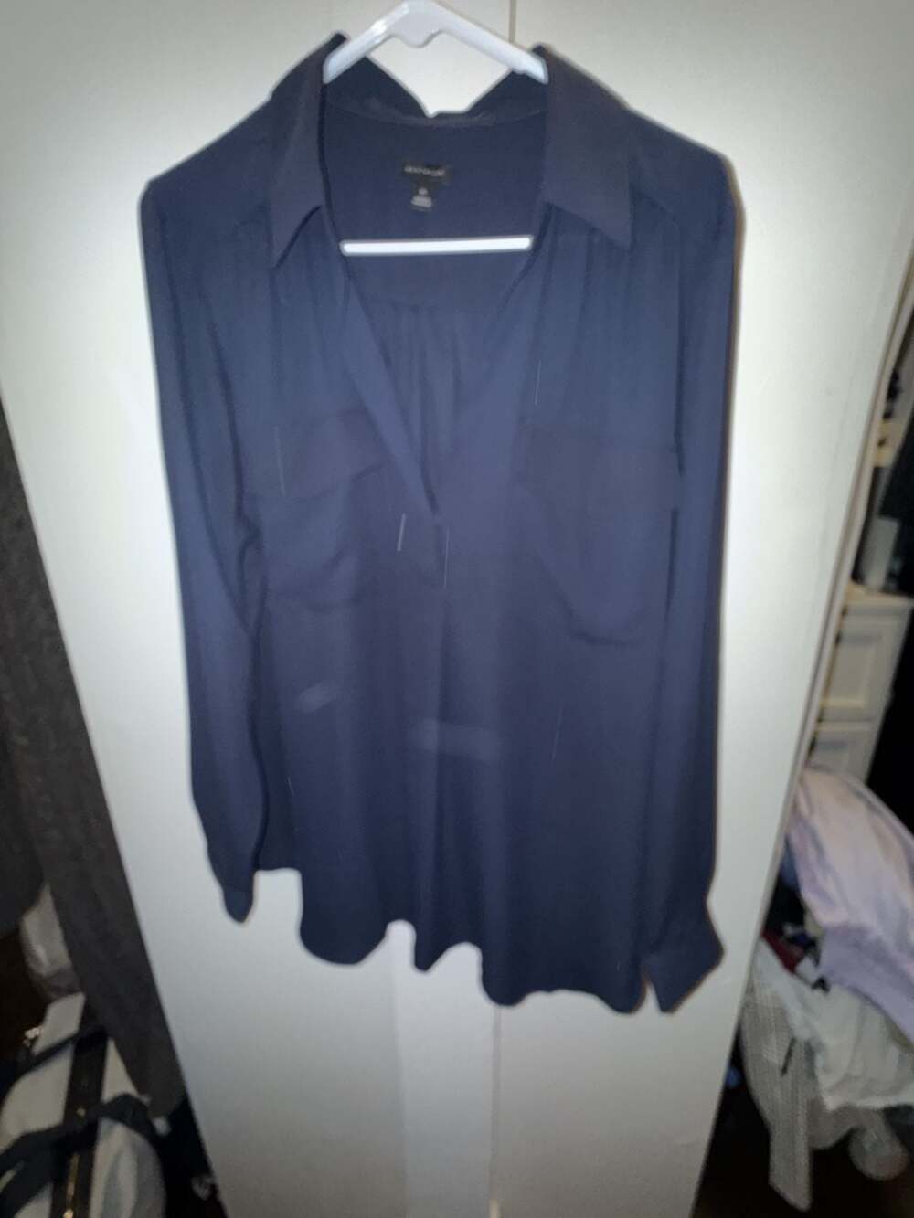 Ann Taylor Slim Camp Shirt in Night Sky Blue XL